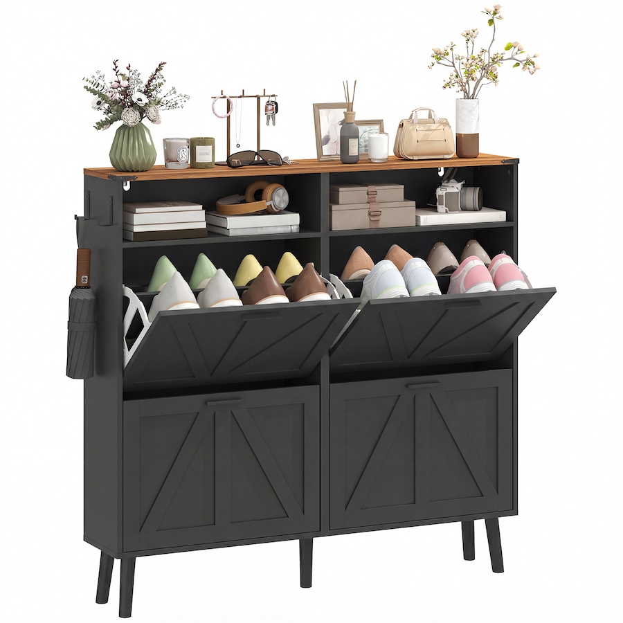 Image 982464_ST03.jpg, Product 982-464 / Price $184.29 - $199.99, Shoe Cabinet with 4 Flip Drawers, Narrow Shoe Rack from HOMCOM on TSC.ca's Home & Garden department
