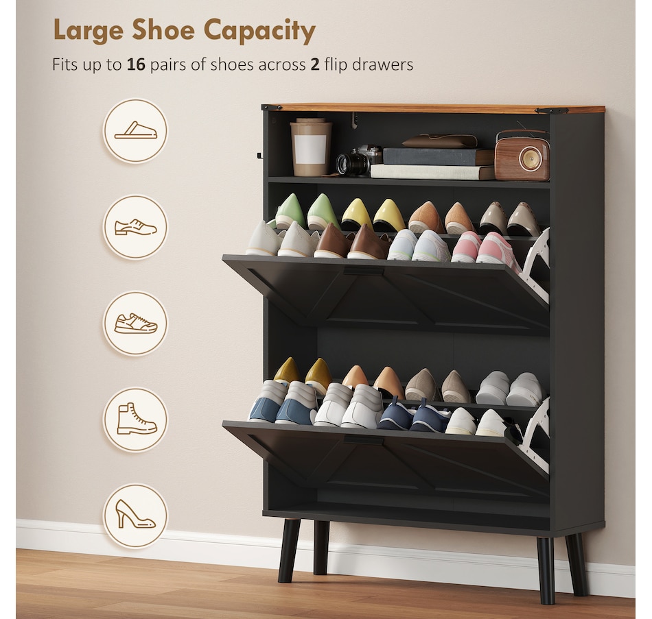 Image 982465_ALTMORE13.jpg, Product 982-465 / Price $139.99, HOMCOM Shoe Storage Cabinet with 2 Flip Drawers, Narrow Shoe Cabinet from HOMCOM on TSC.ca's Home & Garden department