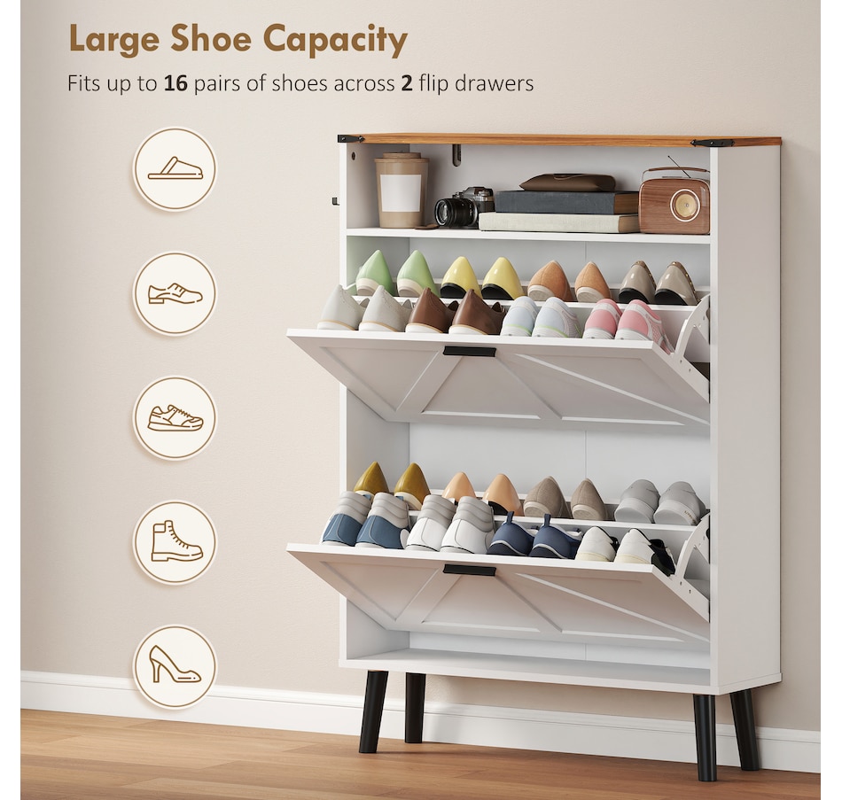 Image 982465_ALTMORE21.jpg, Product 982-465 / Price $139.99, HOMCOM Shoe Storage Cabinet with 2 Flip Drawers, Narrow Shoe Cabinet from HOMCOM on TSC.ca's Home & Garden department