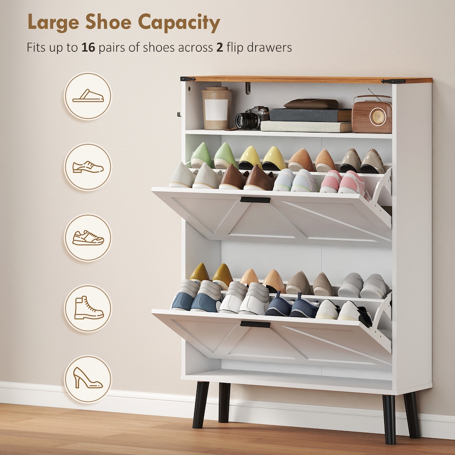 Image 982465_ALTMORE21.jpg, Product 982-465 / Price $144.99, HOMCOM Shoe Storage Cabinet with 2 Flip Drawers, Narrow Shoe Cabinet from HOMCOM on TSC.ca's Home & Garden department