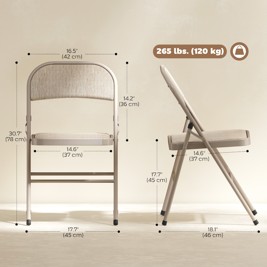 Image 982469_ALTMORE11.jpg, Product 982-469 / Price $82.99, HOMCOM Metal Folding Chairs with Linen Cushion Foldable Chairs from HOMCOM on TSC.ca's Home & Garden department