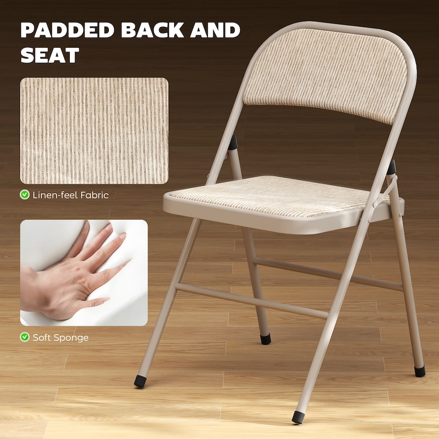 Image 982469_ALTMORE12.jpg, Product 982-469 / Price $82.99, HOMCOM Metal Folding Chairs with Linen Cushion Foldable Chairs from HOMCOM on TSC.ca's Home & Garden department