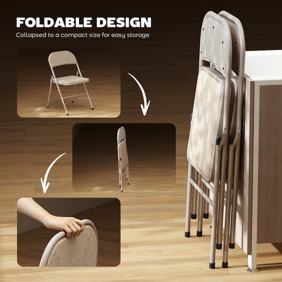 Image 982469_ALTMORE14.jpg, Product 982-469 / Price $82.99, HOMCOM Metal Folding Chairs with Linen Cushion Foldable Chairs from HOMCOM on TSC.ca's Home & Garden department