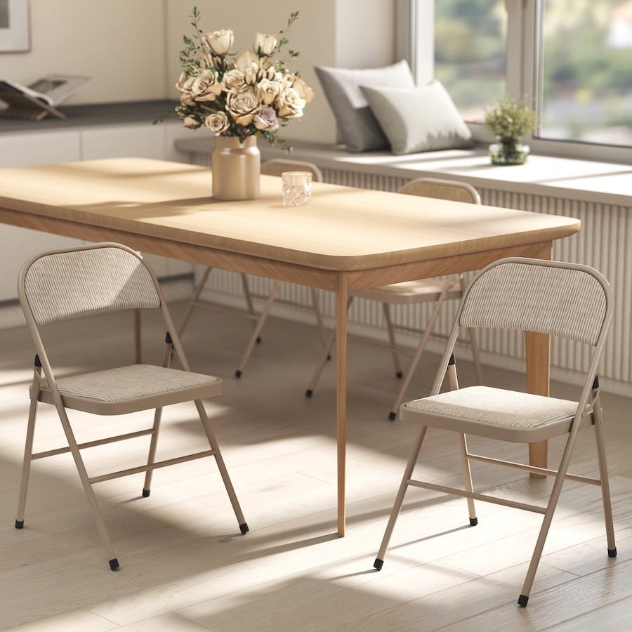 Image 982469_ALTMORE15.jpg, Product 982-469 / Price $82.99, HOMCOM Metal Folding Chairs with Linen Cushion Foldable Chairs from HOMCOM on TSC.ca's Home & Garden department