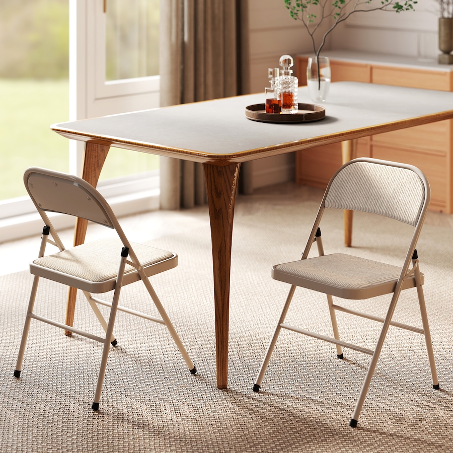 Image 982469_ALTMORE16.jpg, Product 982-469 / Price $82.99, HOMCOM Metal Folding Chairs with Linen Cushion Foldable Chairs from HOMCOM on TSC.ca's Home & Garden department