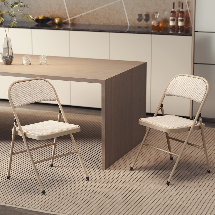 Image 982469_ALTMORE17.jpg, Product 982-469 / Price $82.99, HOMCOM Metal Folding Chairs with Linen Cushion Foldable Chairs from HOMCOM on TSC.ca's Home & Garden department