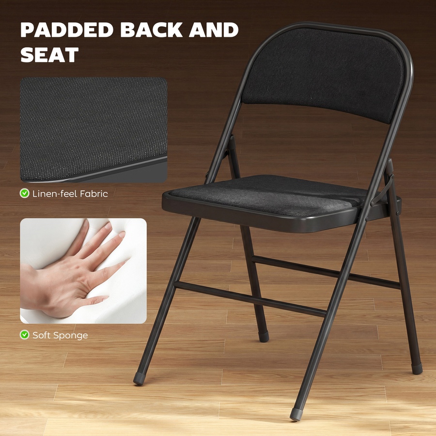 Image 982469_ALTMORE3.jpg, Product 982-469 / Price $82.99, HOMCOM Metal Folding Chairs with Linen Cushion Foldable Chairs from HOMCOM on TSC.ca's Home & Garden department