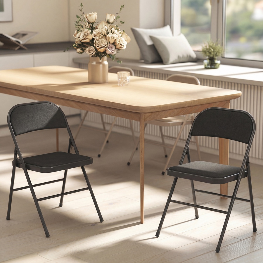 Image 982469_ALTMORE6.jpg, Product 982-469 / Price $82.99, HOMCOM Metal Folding Chairs with Linen Cushion Foldable Chairs from HOMCOM on TSC.ca's Home & Garden department
