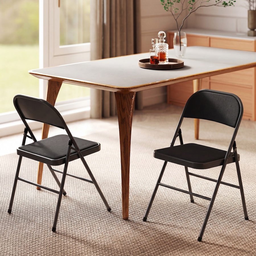 Image 982469_ALTMORE7.jpg, Product 982-469 / Price $82.99, HOMCOM Metal Folding Chairs with Linen Cushion Foldable Chairs from HOMCOM on TSC.ca's Home & Garden department