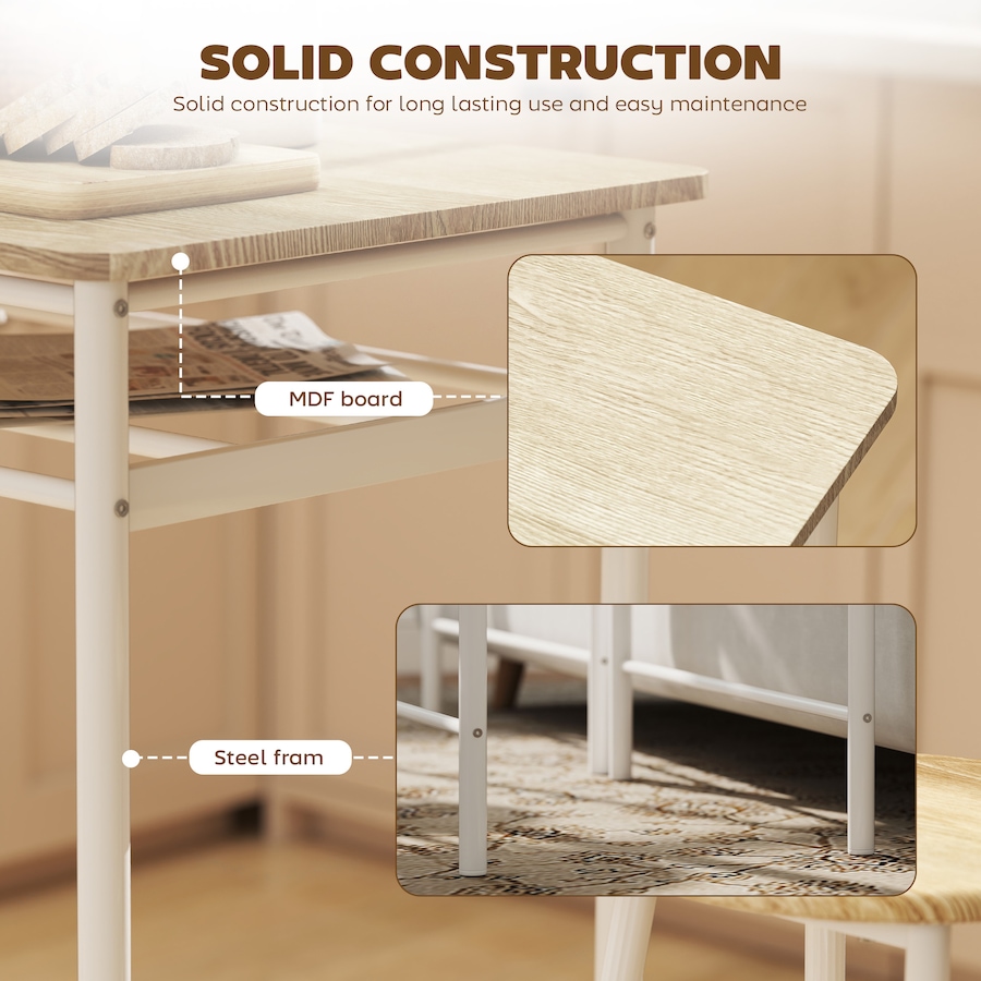 Image 982483_ALTMORE15.jpg, Product 982-483 / Price $119.99, HOMCOM 3 Piece Counter Height Table Chair Set with Table, 2 Matching Stools from HOMCOM on TSC.ca's Home & Garden department