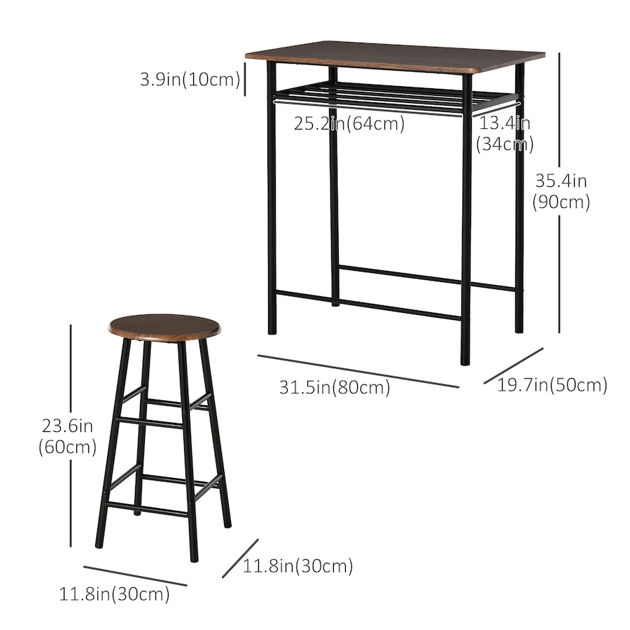 Image 982483_ALTMORE19.jpg, Product 982-483 / Price $119.99, HOMCOM 3 Piece Counter Height Table Chair Set with Table, 2 Matching Stools from HOMCOM on TSC.ca's Home & Garden department