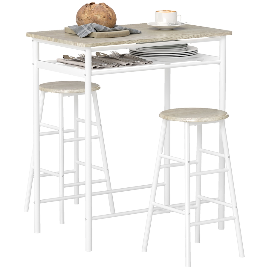 Image 982483_ST02.jpg, Product 982-483 / Price $119.99, HOMCOM 3 Piece Counter Height Table Chair Set with Table, 2 Matching Stools from HOMCOM on TSC.ca's Home & Garden department