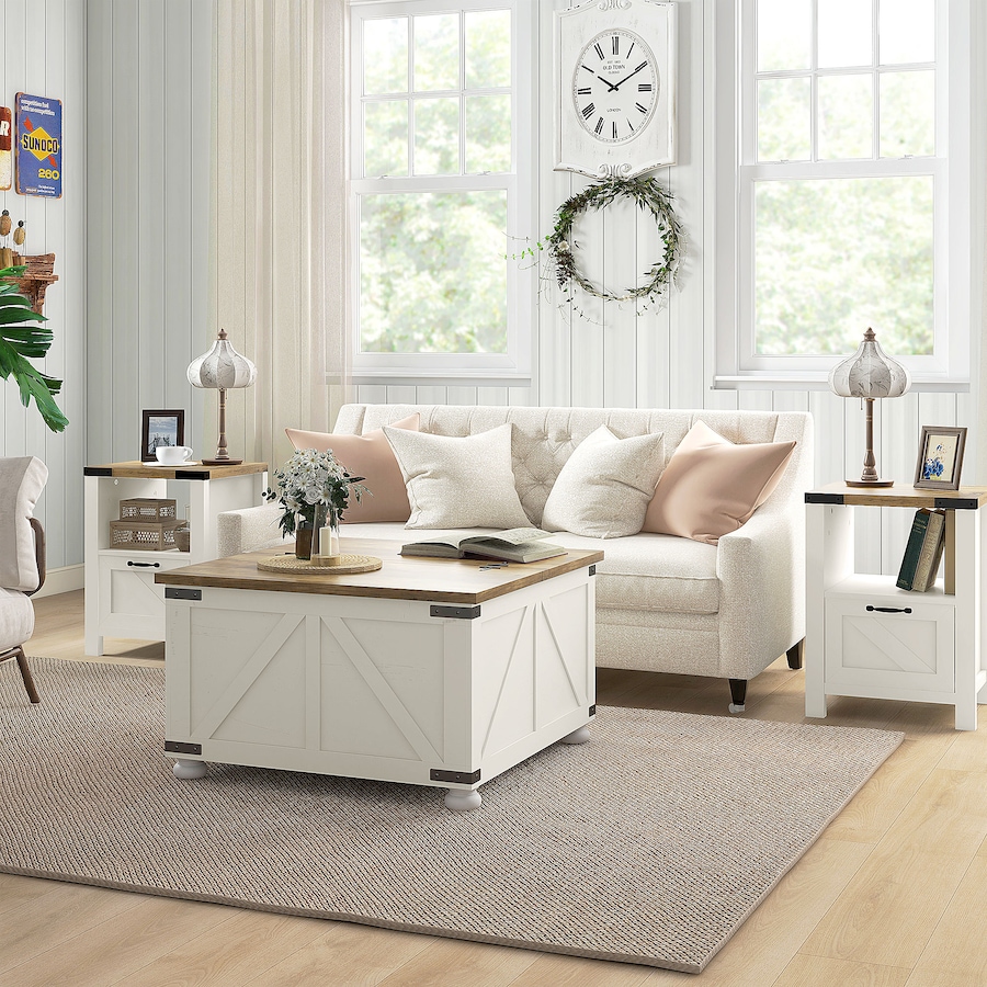 Image 982485_ALTMORE10.jpg, Product 982-485 / Price $101.84 - $119.99, HOMCOM Farmhouse Side End Table with Storage Drawer, Open Shelf from HOMCOM on TSC.ca's Home & Garden department