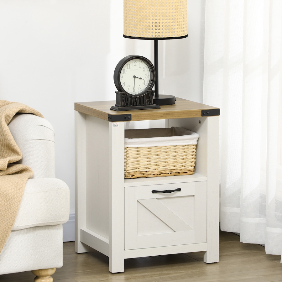 Image 982485_ALTMORE15.jpg, Product 982-485 / Price $101.84 - $119.99, HOMCOM Farmhouse Side End Table with Storage Drawer, Open Shelf from HOMCOM on TSC.ca's Home & Garden department