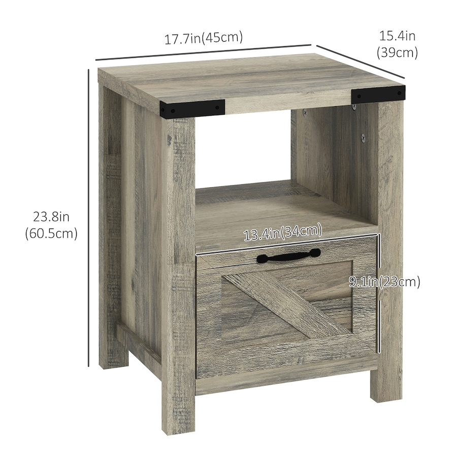 Image 982485_ALTMORE2.jpg, Product 982-485 / Price $101.84 - $119.99, HOMCOM Farmhouse Side End Table with Storage Drawer, Open Shelf from HOMCOM on TSC.ca's Home & Garden department