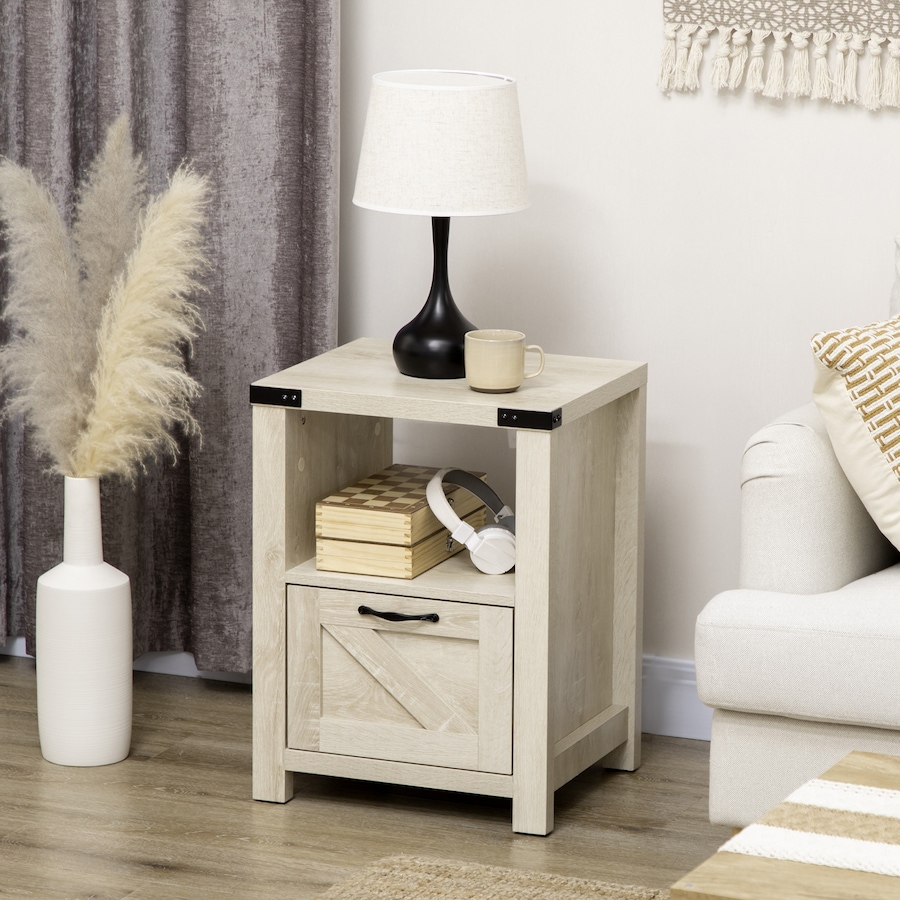 Image 982485_ALTMORE26.jpg, Product 982-485 / Price $101.84 - $119.99, HOMCOM Farmhouse Side End Table with Storage Drawer, Open Shelf from HOMCOM on TSC.ca's Home & Garden department