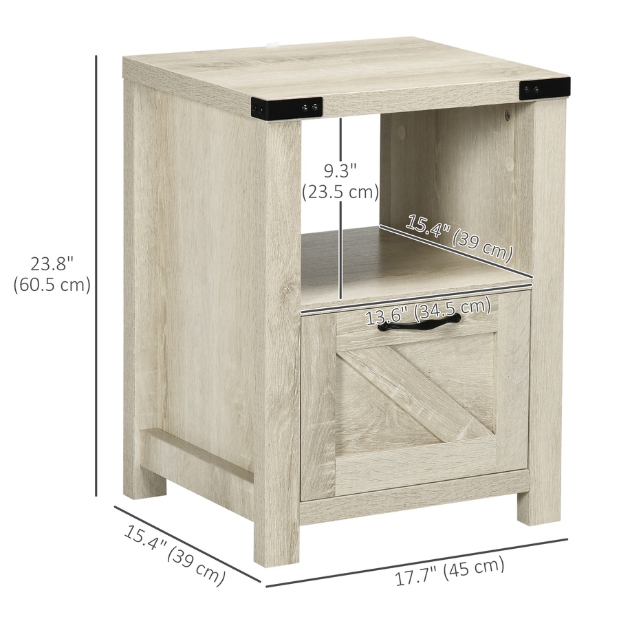 Image 982485_ALTMORE27.jpg, Product 982-485 / Price $101.84 - $119.99, HOMCOM Farmhouse Side End Table with Storage Drawer, Open Shelf from HOMCOM on TSC.ca's Home & Garden department