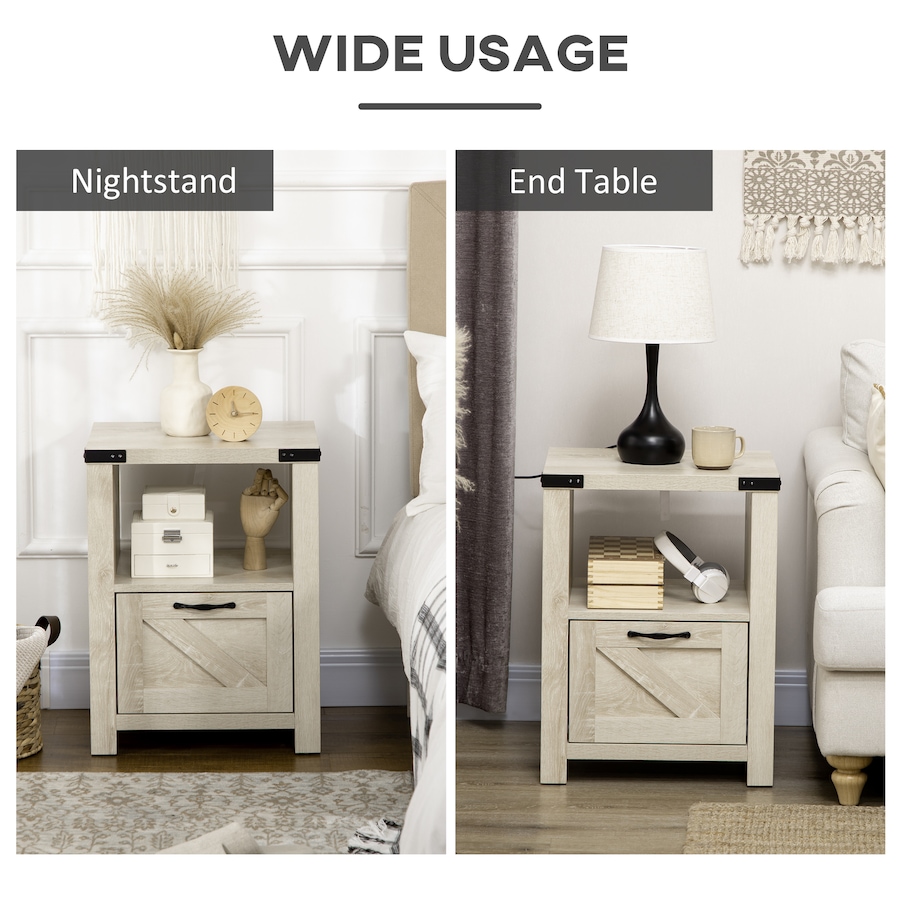 Image 982485_ALTMORE29.jpg, Product 982-485 / Price $101.84 - $119.99, HOMCOM Farmhouse Side End Table with Storage Drawer, Open Shelf from HOMCOM on TSC.ca's Home & Garden department