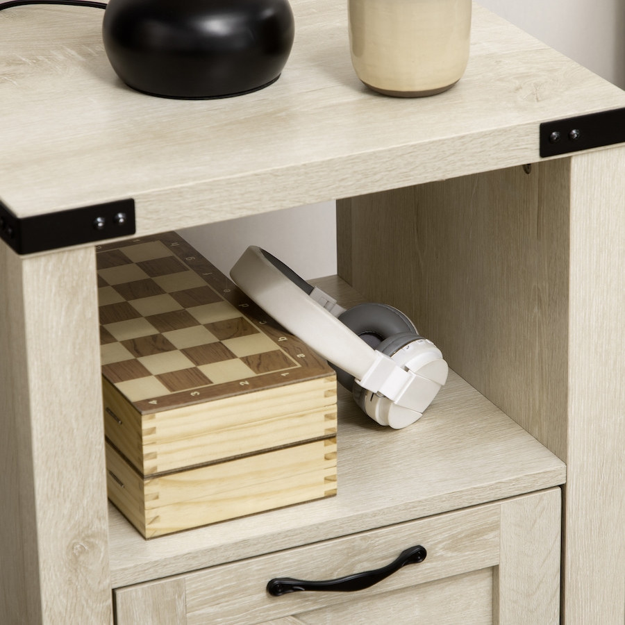 Image 982485_ALTMORE32.jpg, Product 982-485 / Price $101.84 - $119.99, HOMCOM Farmhouse Side End Table with Storage Drawer, Open Shelf from HOMCOM on TSC.ca's Home & Garden department