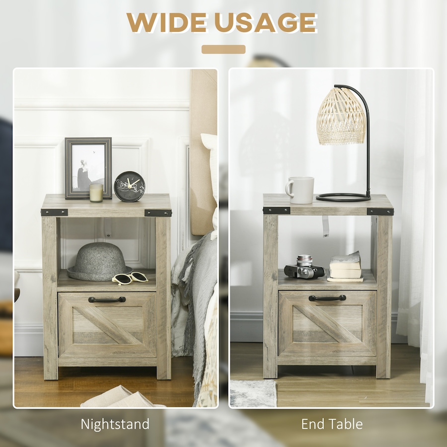 Image 982485_ALTMORE4.jpg, Product 982-485 / Price $101.84 - $119.99, HOMCOM Farmhouse Side End Table with Storage Drawer, Open Shelf from HOMCOM on TSC.ca's Home & Garden department