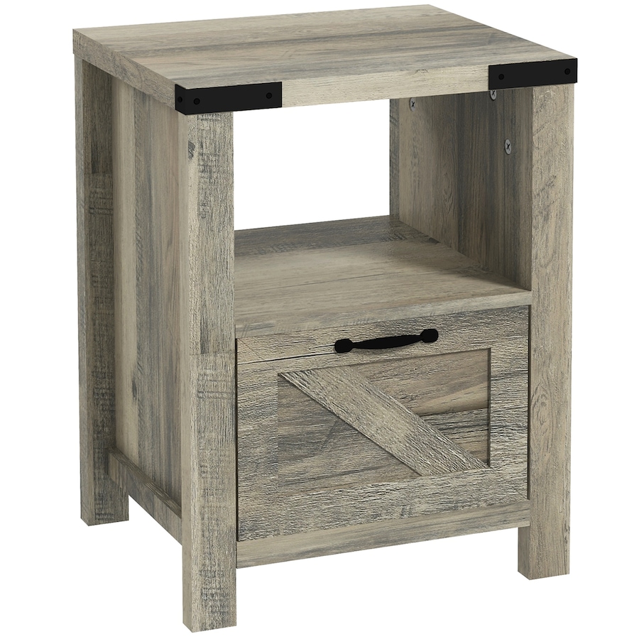 Image 982485_ST01.jpg, Product 982-485 / Price $101.84 - $119.99, HOMCOM Farmhouse Side End Table with Storage Drawer, Open Shelf from HOMCOM on TSC.ca's Home & Garden department