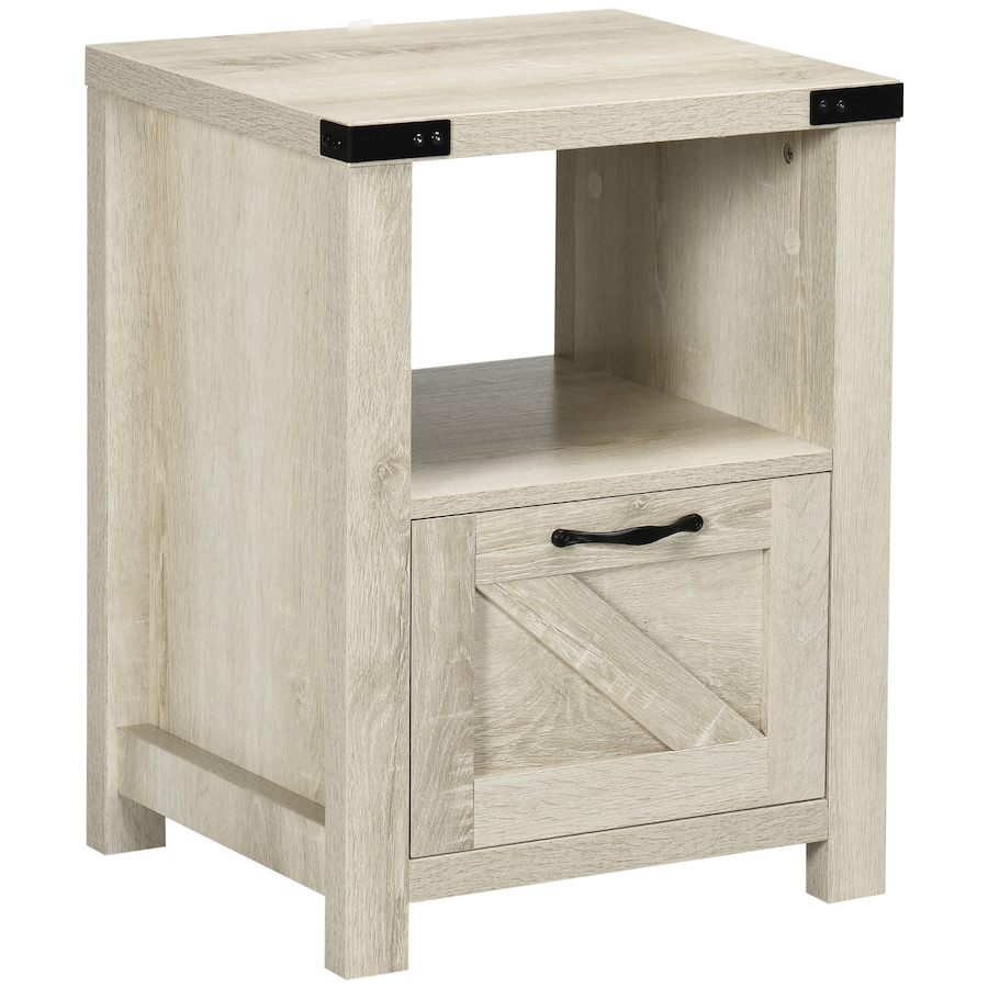 Image 982485_ST03.jpg, Product 982-485 / Price $101.84 - $119.99, HOMCOM Farmhouse Side End Table with Storage Drawer, Open Shelf from HOMCOM on TSC.ca's Home & Garden department