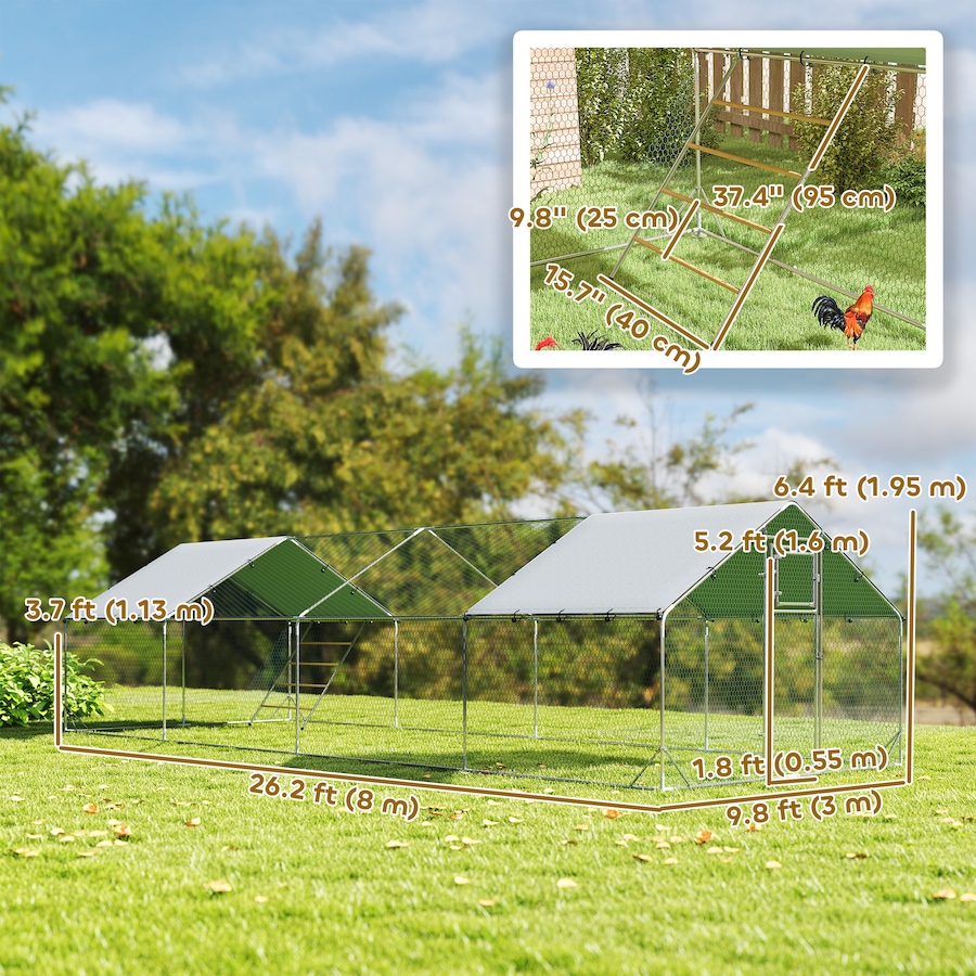 Image 982497_ALTMORE2.jpg, Product 982-497 / Price $436.99, PawHut Chicken Run, Large Metal Chicken Coop w/ Cover, for 24-30 Chickens from PawHut on TSC.ca's Home & Garden department
