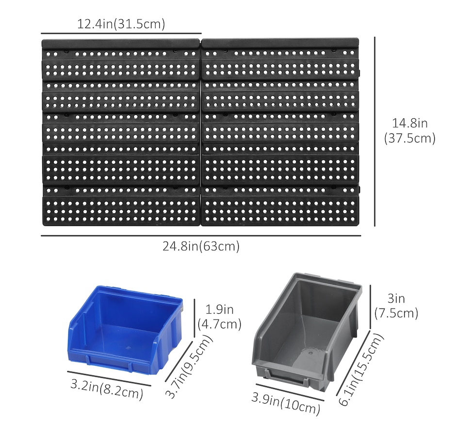 Image 982509_ALTMORE11.jpg, Product 982-509 / Price $44.99, DURHAND Wall Mounted Storage Bin Rack Tool Organizer with 30 Bins Pegboard from DURHAND on TSC.ca's Home & Garden department