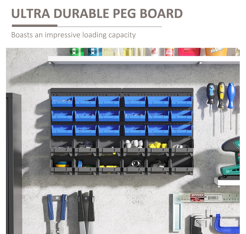 Image 982509_ALTMORE12.jpg, Product 982-509 / Price $44.99, DURHAND Wall Mounted Storage Bin Rack Tool Organizer with 30 Bins Pegboard from DURHAND on TSC.ca's Home & Garden department