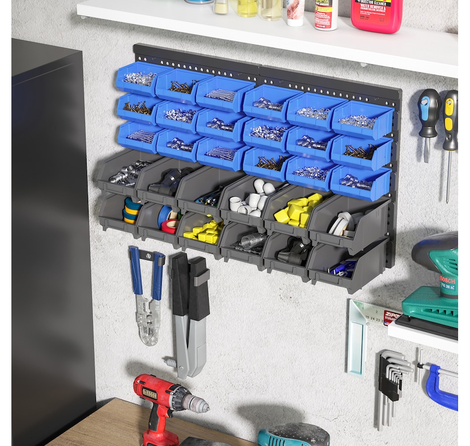 Image 982509_ALTMORE17.jpg, Product 982-509 / Price $44.99, DURHAND Wall Mounted Storage Bin Rack Tool Organizer with 30 Bins Pegboard from DURHAND on TSC.ca's Home & Garden department