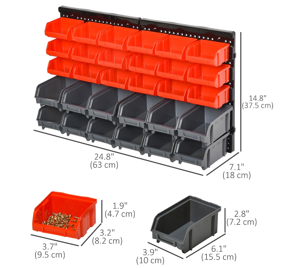 Image 982509_ALTMORE2.jpg, Product 982-509 / Price $44.99, DURHAND Wall Mounted Storage Bin Rack Tool Organizer with 30 Bins Pegboard from DURHAND on TSC.ca's Home & Garden department