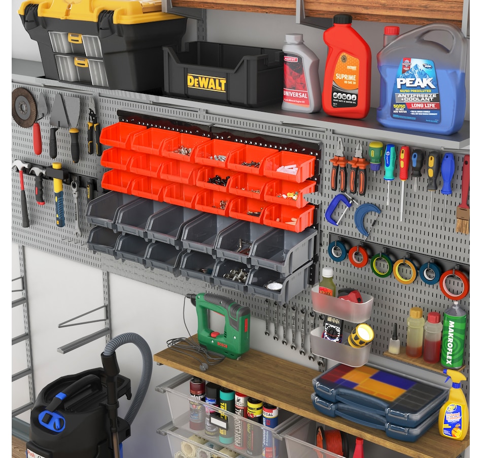Image 982509_ALTMORE3.jpg, Product 982-509 / Price $44.99, DURHAND Wall Mounted Storage Bin Rack Tool Organizer with 30 Bins Pegboard from DURHAND on TSC.ca's Home & Garden department