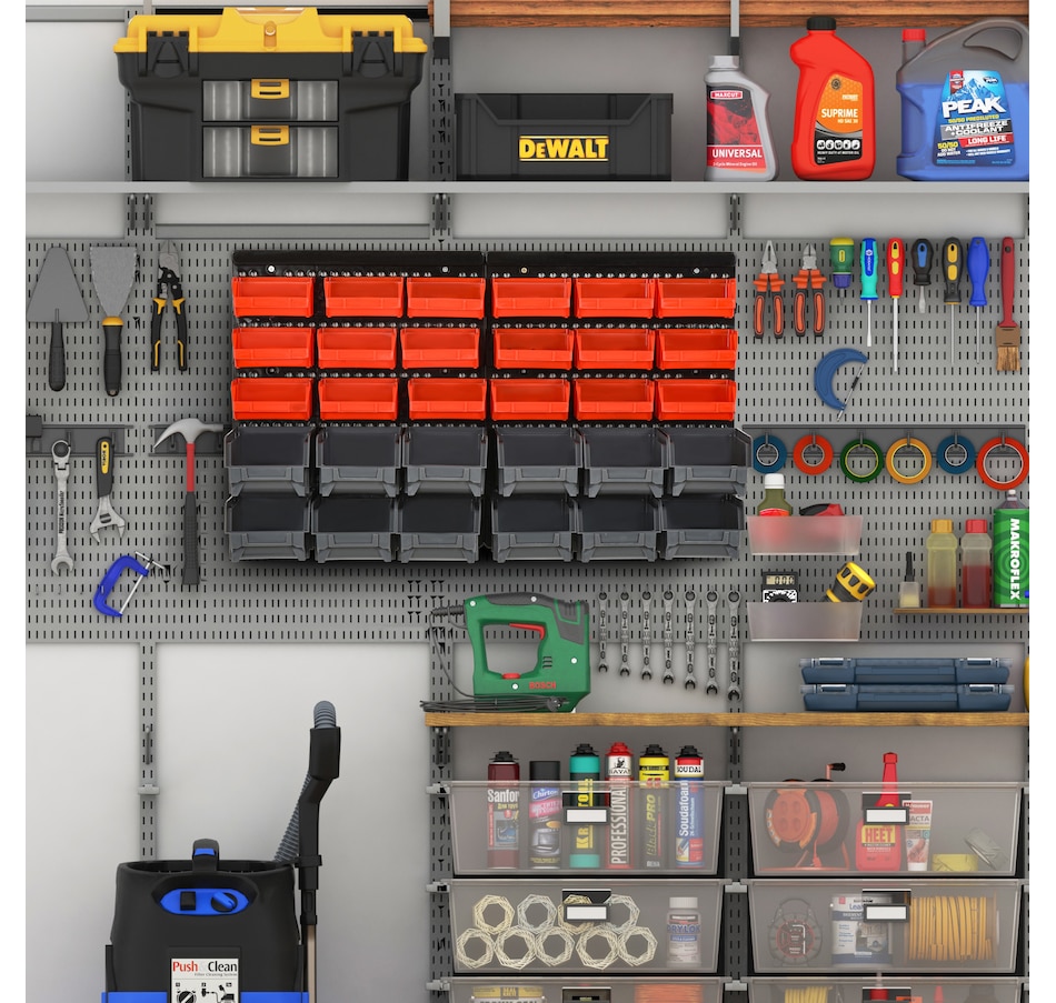 Image 982509_ALTMORE4.jpg, Product 982-509 / Price $44.99, DURHAND Wall Mounted Storage Bin Rack Tool Organizer with 30 Bins Pegboard from DURHAND on TSC.ca's Home & Garden department