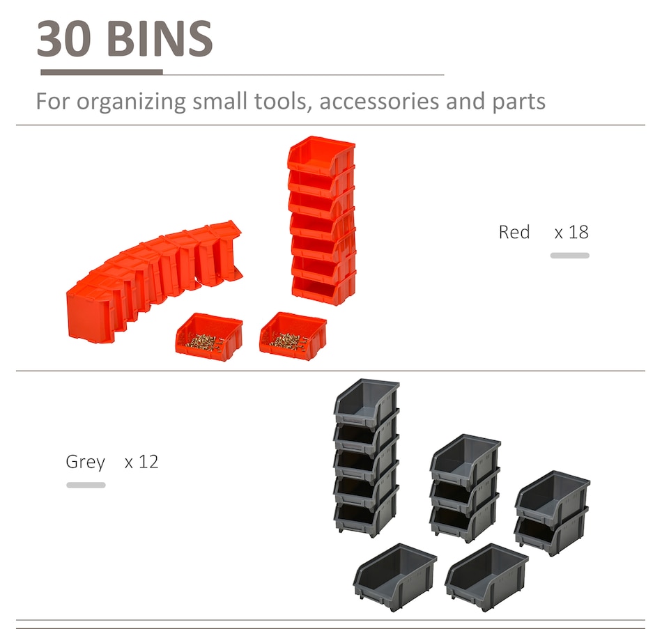 Image 982509_ALTMORE5.jpg, Product 982-509 / Price $44.99, DURHAND Wall Mounted Storage Bin Rack Tool Organizer with 30 Bins Pegboard from DURHAND on TSC.ca's Home & Garden department