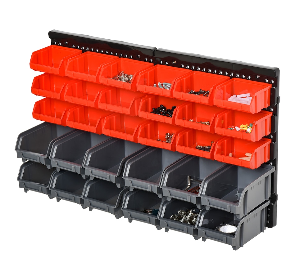 Image 982509_ST01.jpg, Product 982-509 / Price $44.99, DURHAND Wall Mounted Storage Bin Rack Tool Organizer with 30 Bins Pegboard from DURHAND on TSC.ca's Home & Garden department