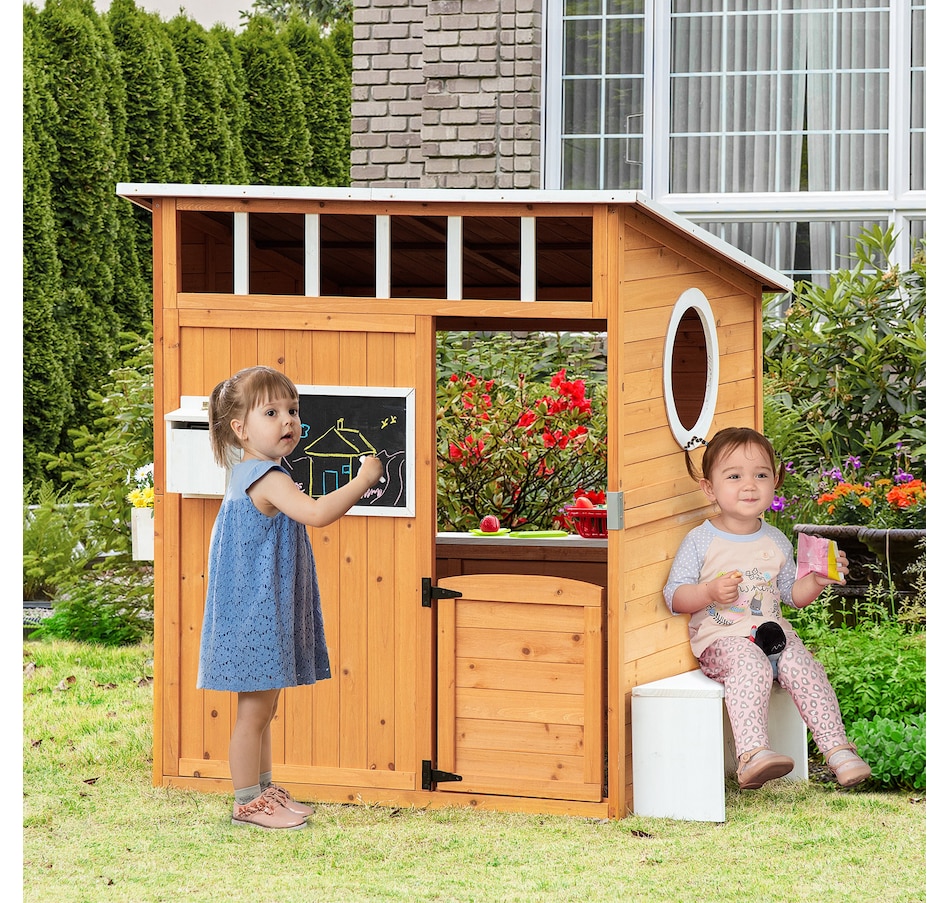 Image 982516_ALTMORE1.jpg, Product 982-516 / Price $299.99, Outsunny Wooden Playhouse for Kids Outdoor Garden Pretend Play Games from Outsunny on TSC.ca's Home & Garden department