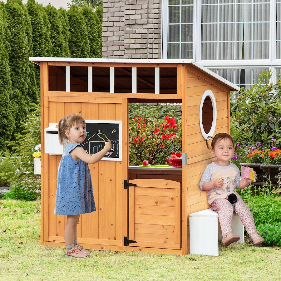 Image 982516_ALTMORE1.jpg, Product 982-516 / Price $249.99, Outsunny Wooden Playhouse for Kids Outdoor Garden Pretend Play Games from Outsunny on TSC.ca's Home & Garden department