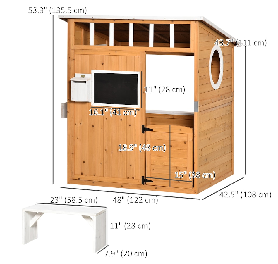 Image 982516_ALTMORE2.jpg, Product 982-516 / Price $299.99, Outsunny Wooden Playhouse for Kids Outdoor Garden Pretend Play Games from Outsunny on TSC.ca's Home & Garden department