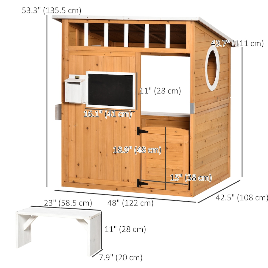 Image 982516_ALTMORE2.jpg, Product 982-516 / Price $249.99, Outsunny Wooden Playhouse for Kids Outdoor Garden Pretend Play Games from Outsunny on TSC.ca's Home & Garden department