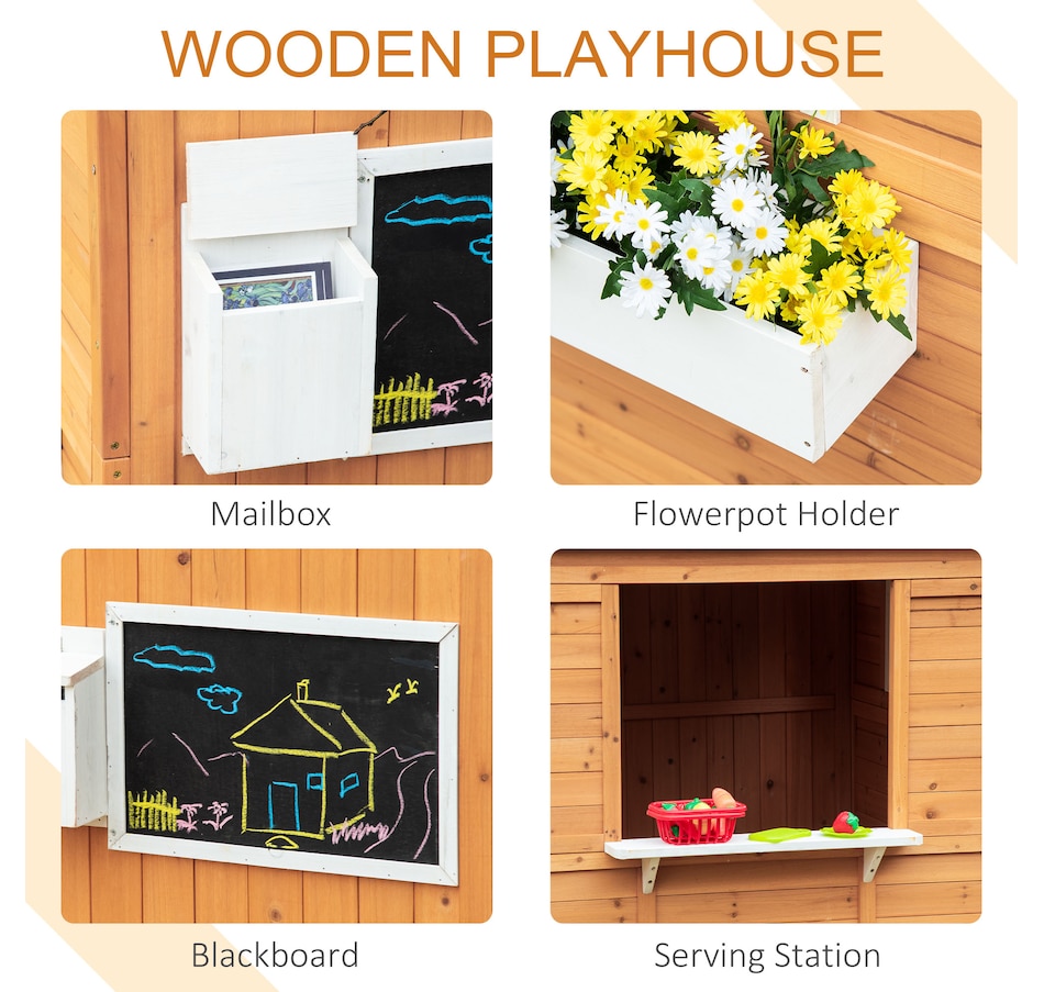 Image 982516_ALTMORE4.jpg, Product 982-516 / Price $299.99, Outsunny Wooden Playhouse for Kids Outdoor Garden Pretend Play Games from Outsunny on TSC.ca's Home & Garden department