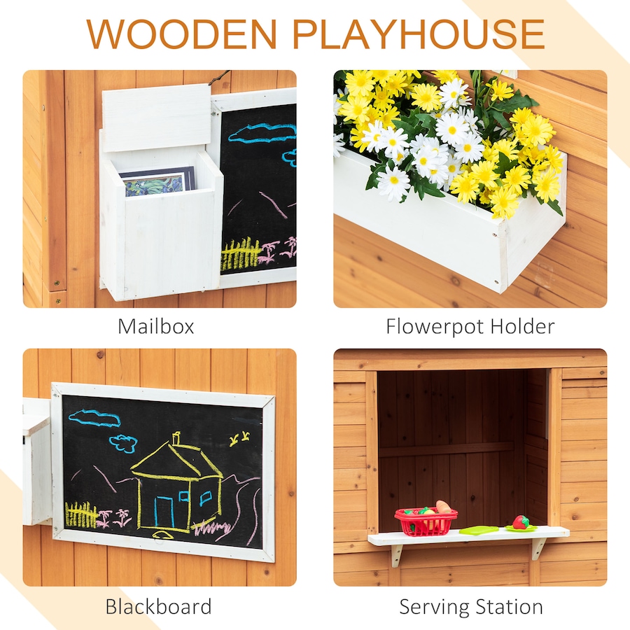 Image 982516_ALTMORE4.jpg, Product 982-516 / Price $249.99, Outsunny Wooden Playhouse for Kids Outdoor Garden Pretend Play Games from Outsunny on TSC.ca's Home & Garden department