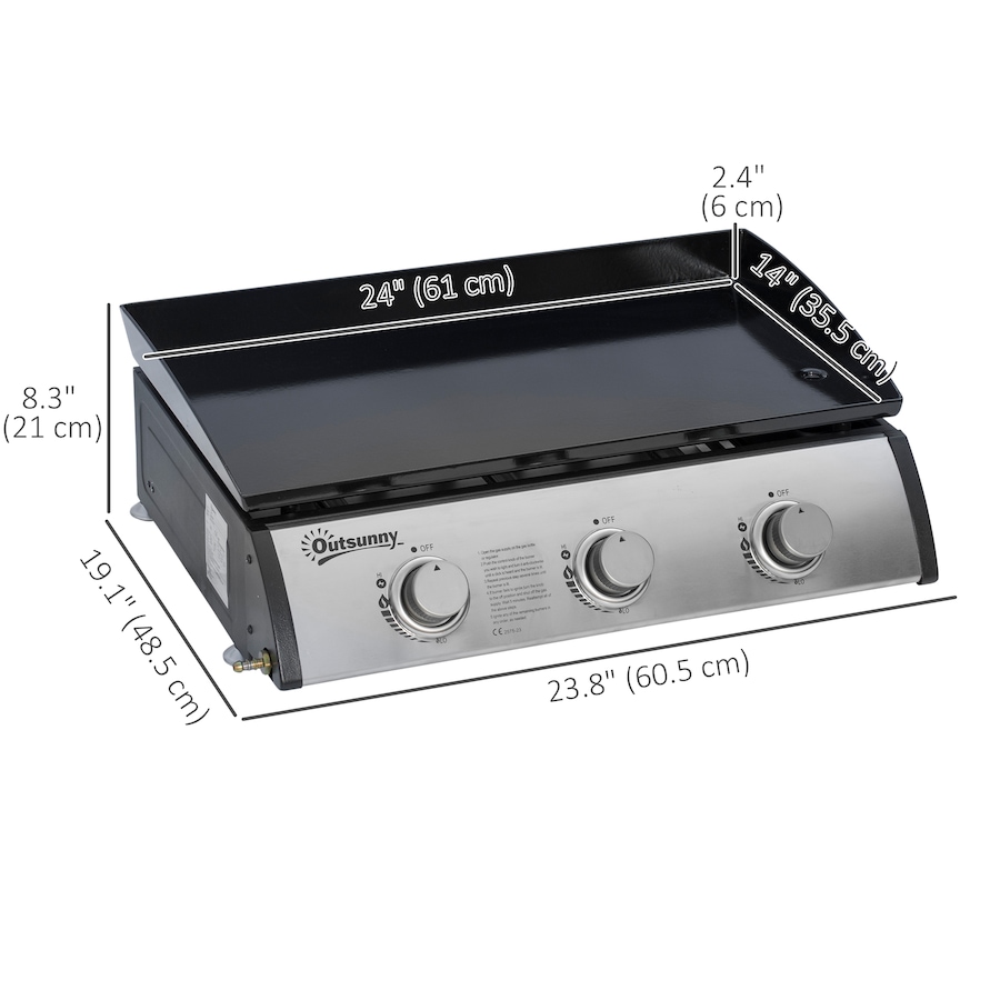 Image 982518_ALTMORE2.jpg, Product 982-518 / Price $144.99, Outsunny 3 Burner Liquefied Gas Grill, Portable BBQ Grill, Silver from Outsunny on TSC.ca's department