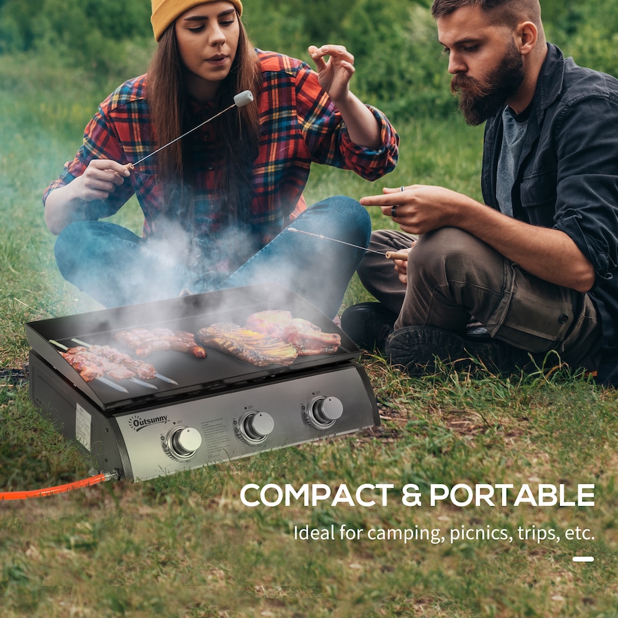 Image 982518_ALTMORE5.jpg, Product 982-518 / Price $144.99, Outsunny 3 Burner Liquefied Gas Grill, Portable BBQ Grill, Silver from Outsunny on TSC.ca's department