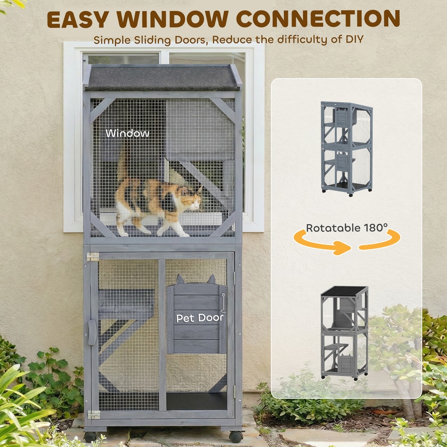 Image 982522_ALTMORE5.jpg, Product 982-522 / Price $285.99, PawHut Catio Outdoor Cat Enclosure on Exercise Wheels Indoor Outdoor from PawHut on TSC.ca's Home & Garden department