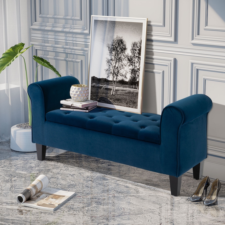 Image 982535_ALTMORE1.jpg, Product 982-535 / Price $229.99, HOMCOM Upholstered Storage Ottoman Bench, End of Bed Bench with Arms, Blue from HOMCOM on TSC.ca's Home & Garden department