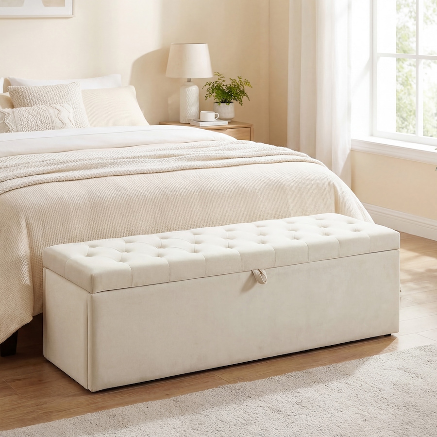 Image 982650_ALTMORE1.jpg, Product 982-650 / Price $169.99 - $174.59, HOMCOM Modern Storage Ottoman, Upholstered Velvet End of Bed Bench from HOMCOM on TSC.ca's Home & Garden department