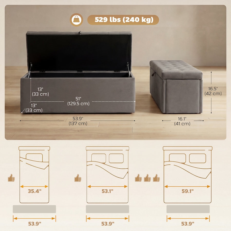 Image 982650_ALTMORE11.jpg, Product 982-650 / Price $169.99 - $174.59, HOMCOM Modern Storage Ottoman, Upholstered Velvet End of Bed Bench from HOMCOM on TSC.ca's Home & Garden department