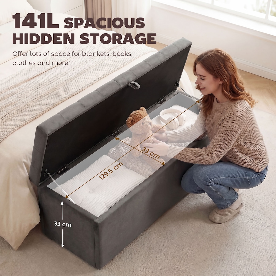 Image 982650_ALTMORE12.jpg, Product 982-650 / Price $169.99 - $174.59, HOMCOM Modern Storage Ottoman, Upholstered Velvet End of Bed Bench from HOMCOM on TSC.ca's Home & Garden department