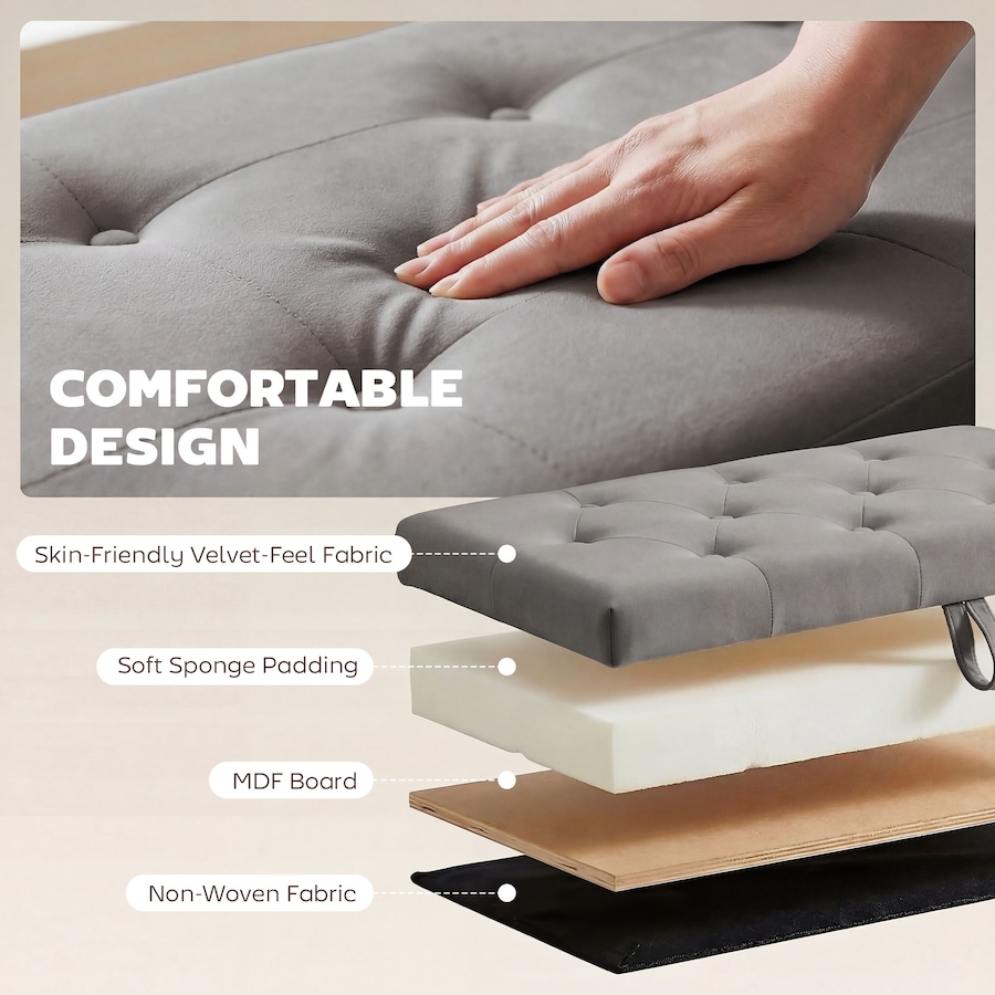 Image 982650_ALTMORE13.jpg, Product 982-650 / Price $169.99 - $174.59, HOMCOM Modern Storage Ottoman, Upholstered Velvet End of Bed Bench from HOMCOM on TSC.ca's Home & Garden department