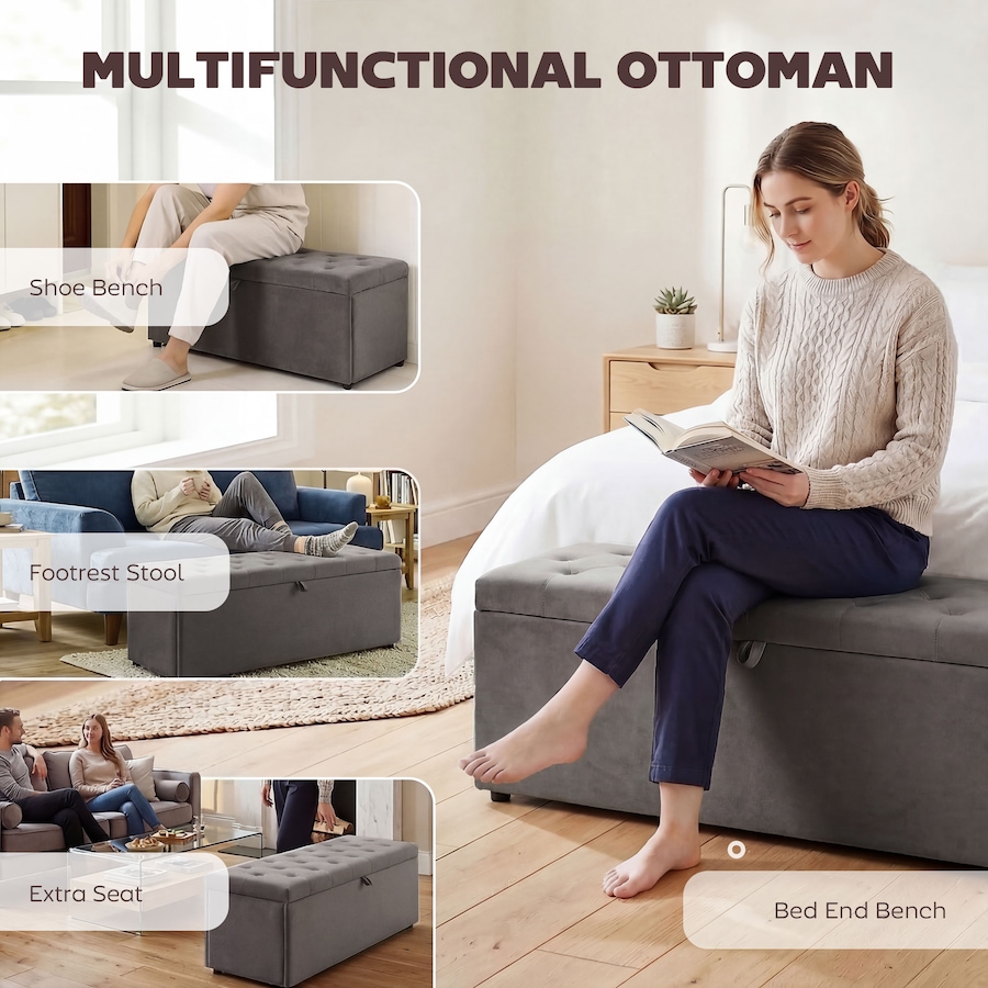 Image 982650_ALTMORE15.jpg, Product 982-650 / Price $169.99 - $174.59, HOMCOM Modern Storage Ottoman, Upholstered Velvet End of Bed Bench from HOMCOM on TSC.ca's Home & Garden department